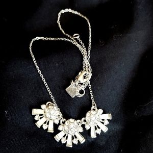 Banana Republic Round & Regal marquise Rhinestones Fanned Silver Necklace